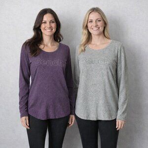 Two Bench Heathered Tops Purple and Green Long Sleeve SZ S